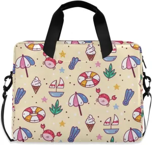 susiyo Summer Crabs Umbrella Laptop Bag 15.6 Inch Laptop Bag with Shoulder Strap Briefcase for Work College Back to School