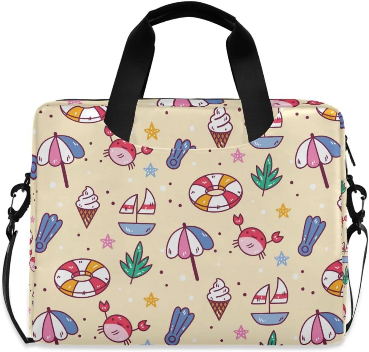 susiyo Summer Crabs Umbrella Laptop Bag 15.6 Inch Laptop Bag with Shoulder Strap Briefcase for Work College Back to School