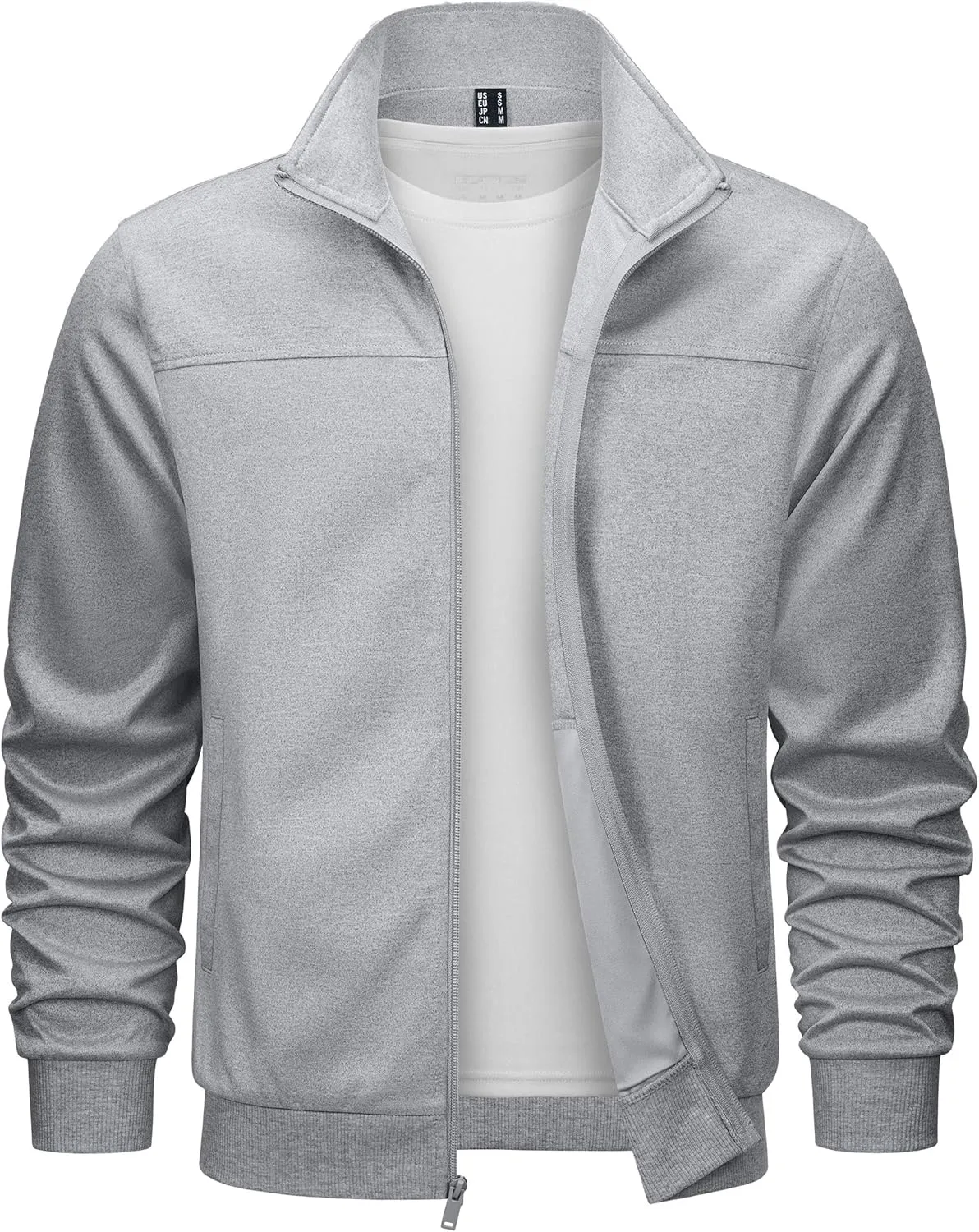 TACVASEN Men's Fleece Lined Track Athletic Jackets Lightweight Full Zip Collar Casual Coats for Running with Pockets