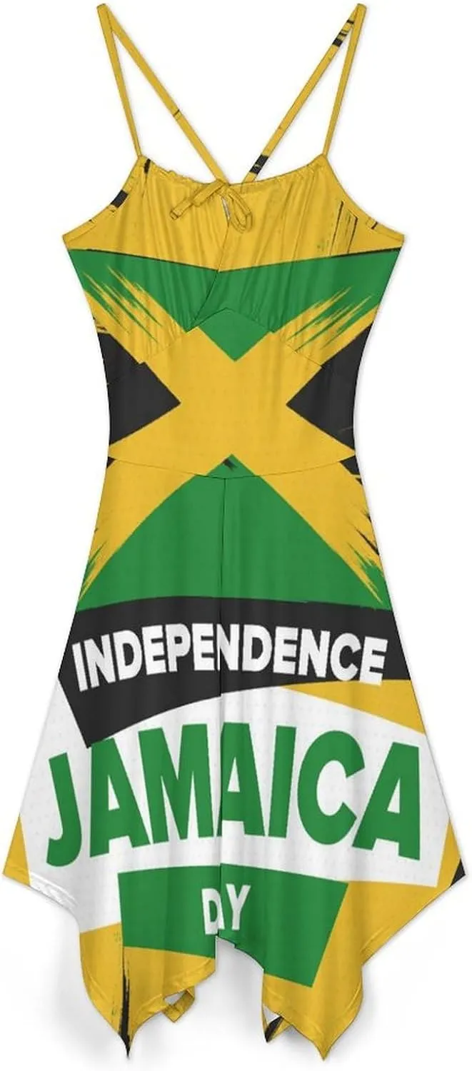 TAIZIYEAH Women's Summer Dominica Flag Sundress Beach Camisole Dress