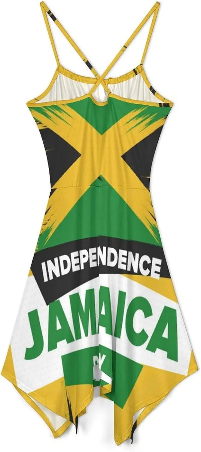 TAIZIYEAH Women's Summer Dominica Flag Sundress Beach Camisole Dress