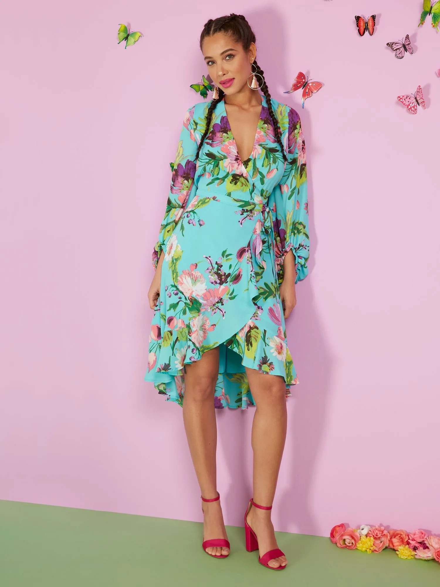 Tall Floral-Print Wrap Dress