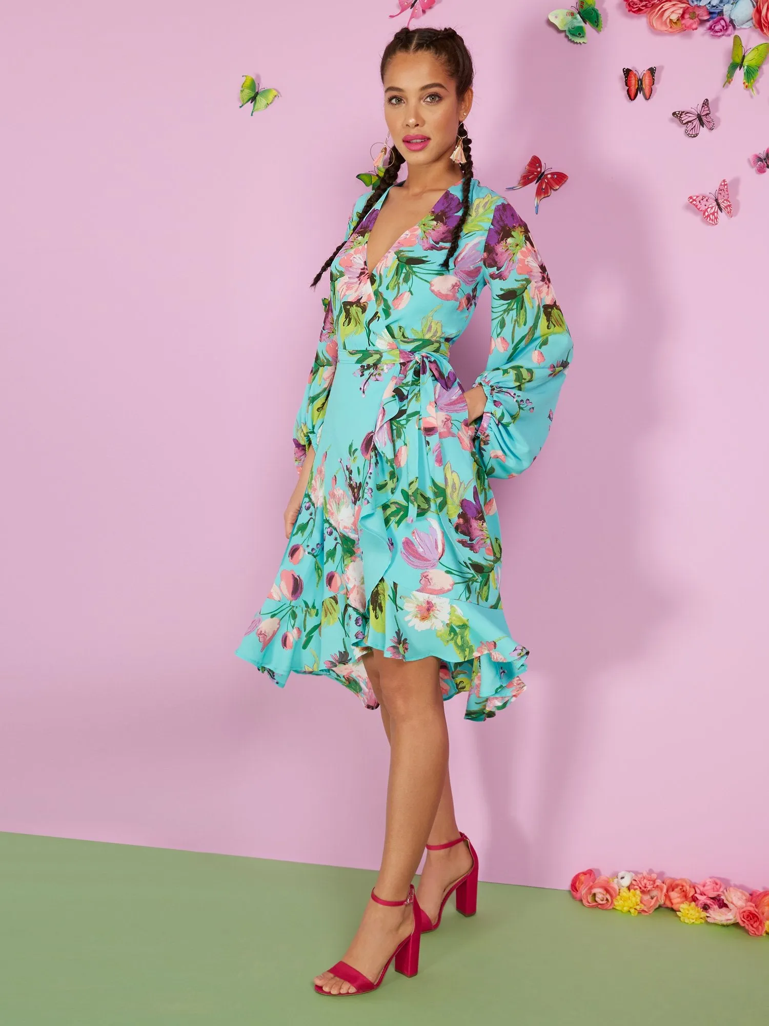 Tall Floral-Print Wrap Dress