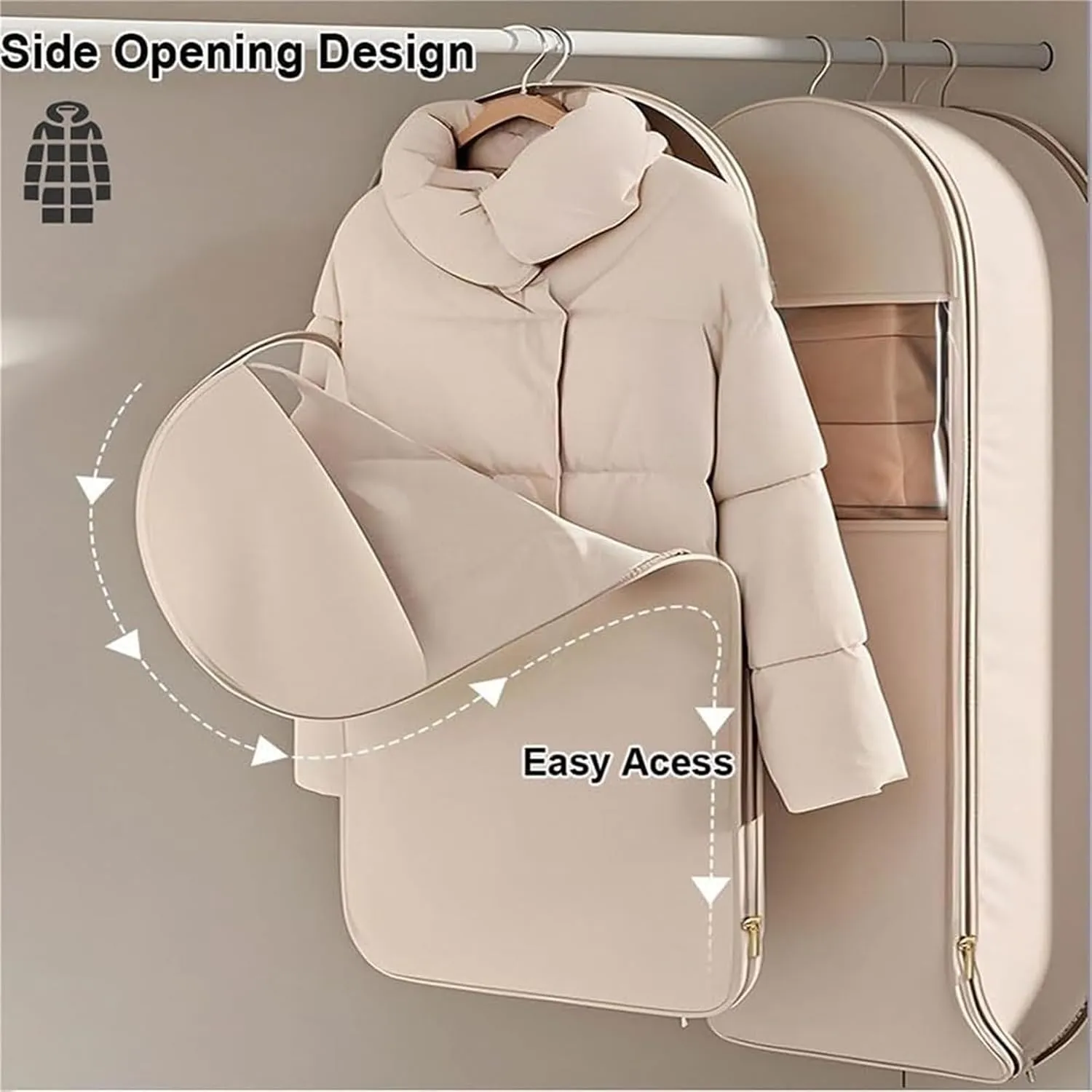 Tapinterior Hanging Garment Bag, Tapinterior Garment Bag, Space Saving Hanging Garment Bags with Self Compression Zipper, Dust Cover Clothes, for Suits, Dresses, Coats (Small-Pink)