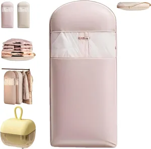 Tapinterior Hanging Garment Bag, Tapinterior Garment Bag, Space Saving Hanging Garment Bags with Self Compression Zipper, Dust Cover Clothes, for Suits, Dresses, Coats (Small-Pink)
