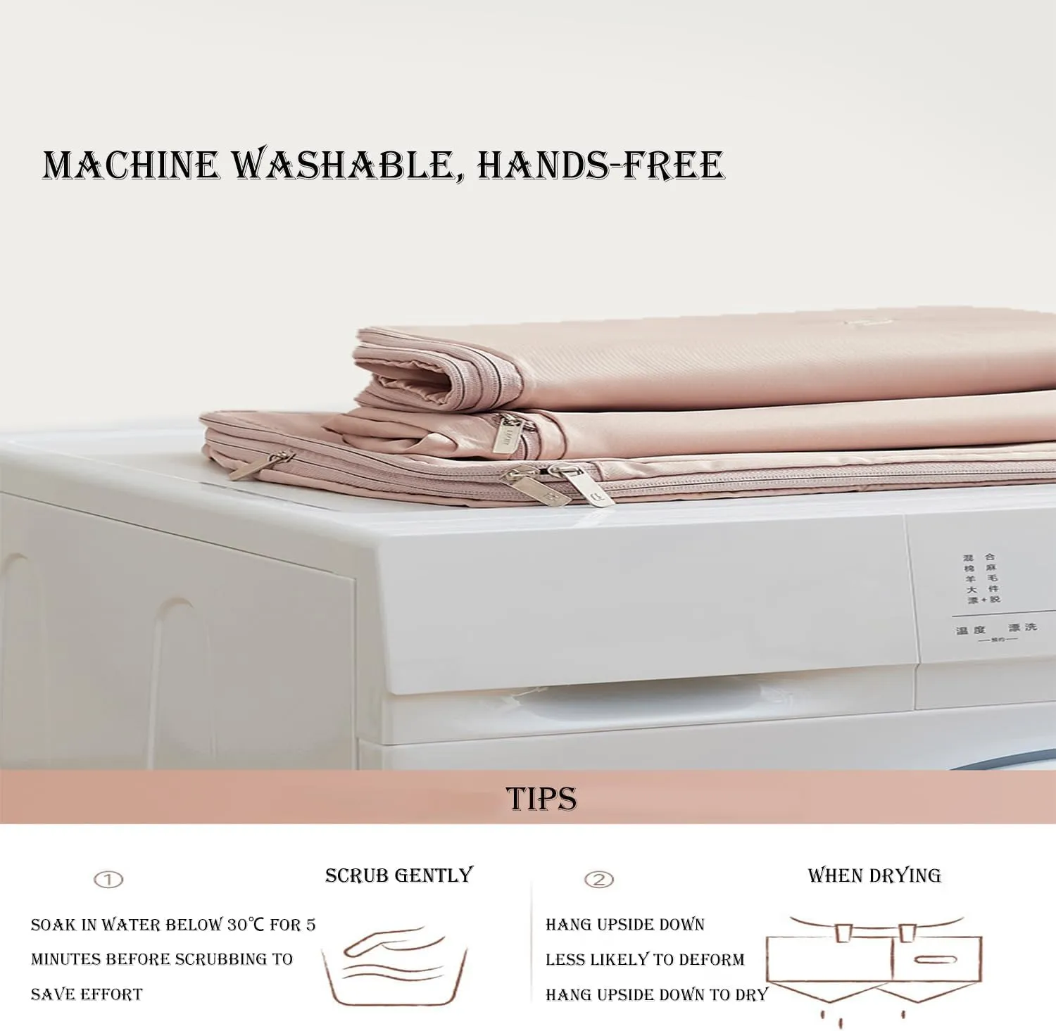 Taprinferior Hanging Garment Bag, Space Saving Hanging Garment Bag with Self Compression Zipper, Taprinferior Compression Bag for Suits, Dresses, Coats (Beige,3Pcs S)