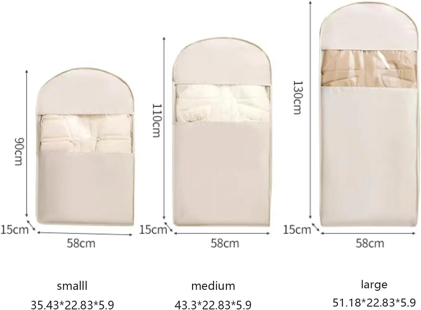 Taprinferior Hanging Garment Bag, Tapinterior Garment Bag, Space Saving Hanging Garment Bags with Self Compression Zipper, For down Coat, Suit (Oatmeal, S)
