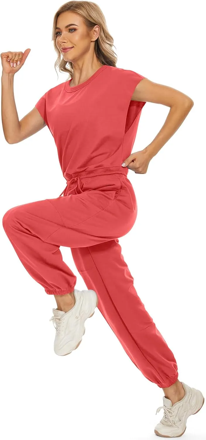 TARSE Overalls for Women Sleeveless Open Back 2023 Casual Lounge Jumpsuit Comfy Romper with Pockets
