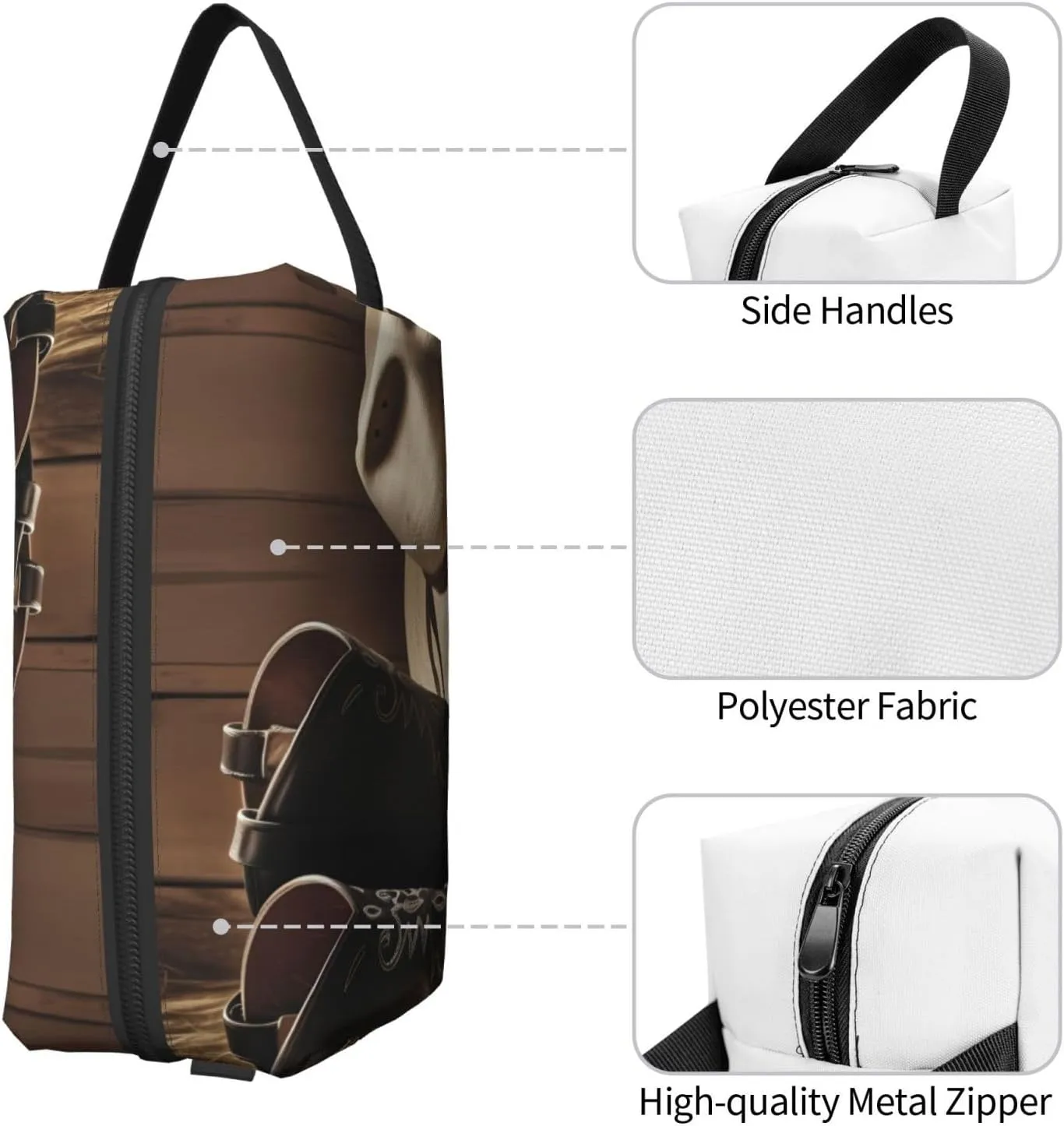 Toiletry Bag for Women Men Dopp Kit Travel Makeup Bag Make Up Organizers Cosmetic Bag Black Hat Western Boots Hanging Toiletry Bag Shaving Bag with Large Capacity for Travel