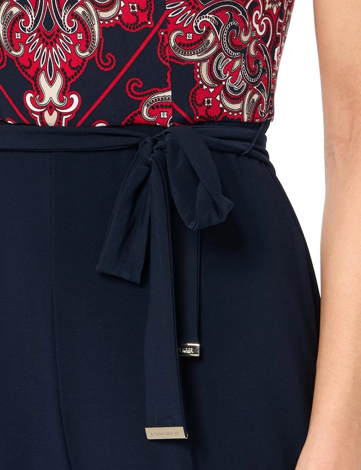 Tommy Hilfiger Women's Bandana Tie Waist Sleeveless Jumpsuit