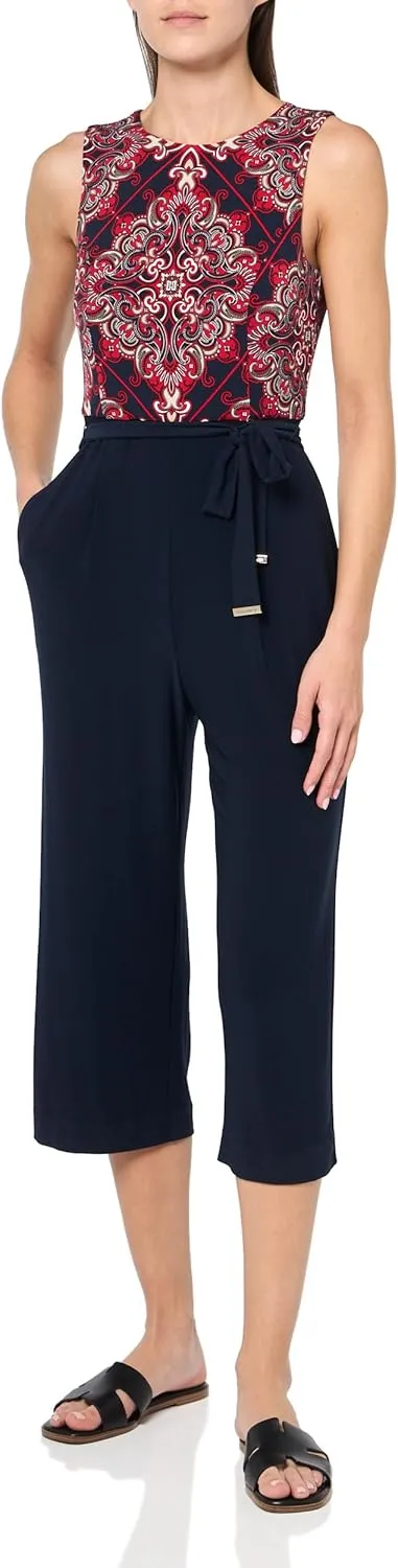 Tommy Hilfiger Women's Bandana Tie Waist Sleeveless Jumpsuit