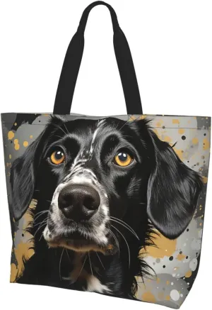 Tote Bag for Women Reusable Grocery Bag Shopping Bag Purple and Pattern Tote Bags Handbag Foldable Shoulder Bag