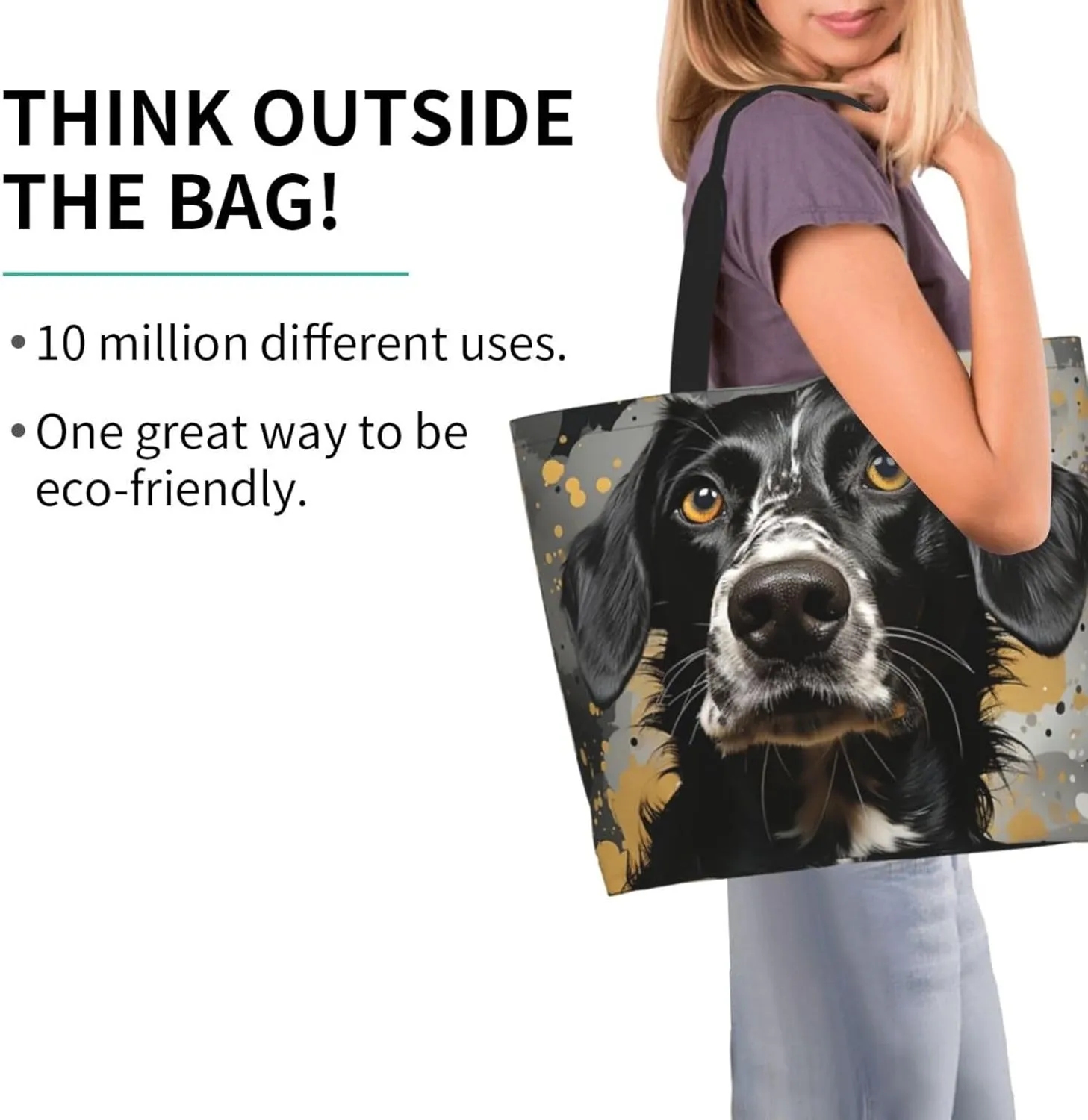 Tote Bag for Women Reusable Grocery Bag Shopping Bag Purple and Pattern Tote Bags Handbag Foldable Shoulder Bag
