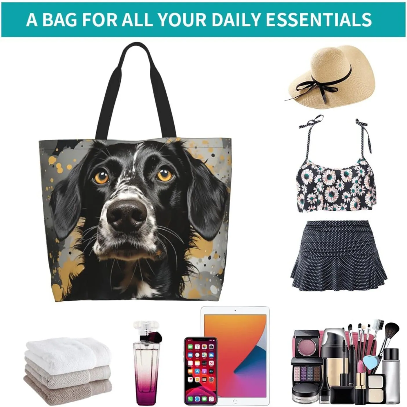 Tote Bag for Women Reusable Grocery Bag Shopping Bag Purple and Pattern Tote Bags Handbag Foldable Shoulder Bag