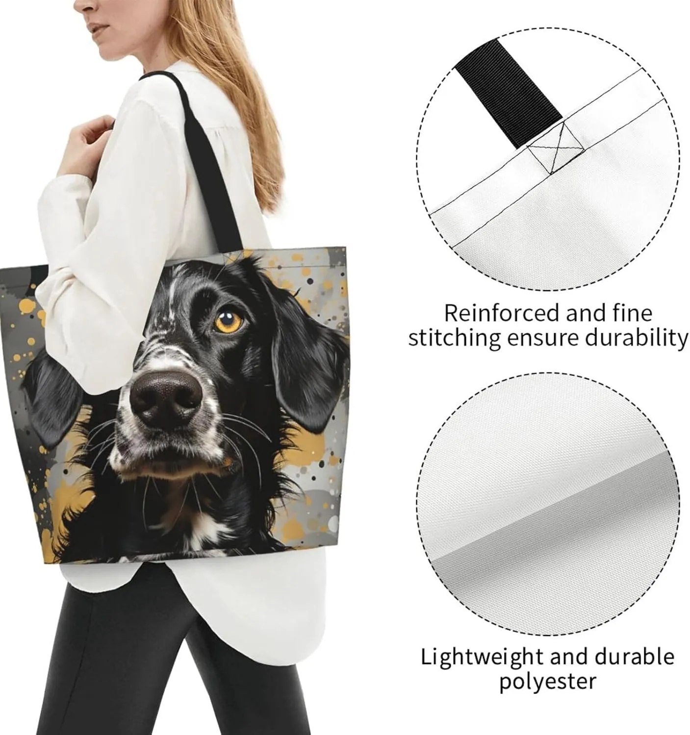 Tote Bag for Women Reusable Grocery Bag Shopping Bag Purple and Pattern Tote Bags Handbag Foldable Shoulder Bag