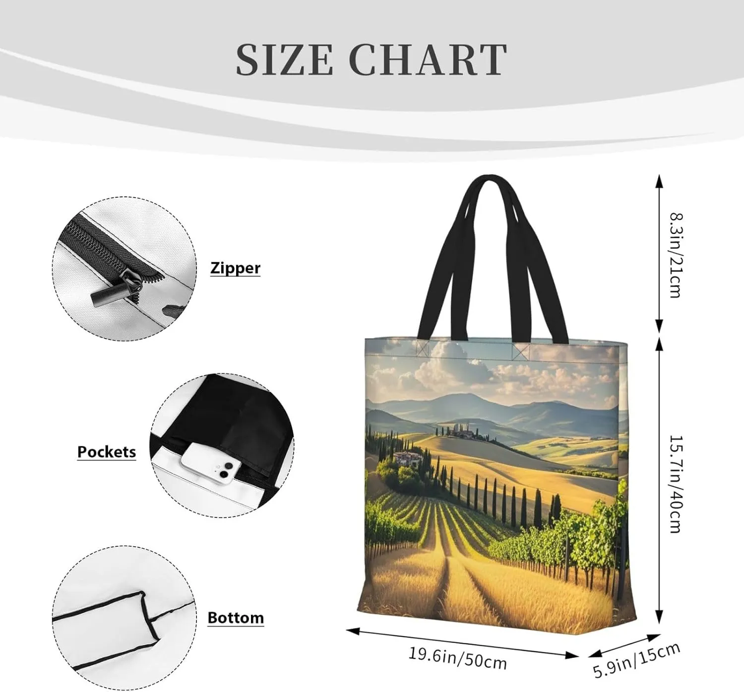 Tote Bag Large Capacity Grocery Bag With Zipper Ocean Sea Animal Shark Shopping Bag Shoulder Bag for Women