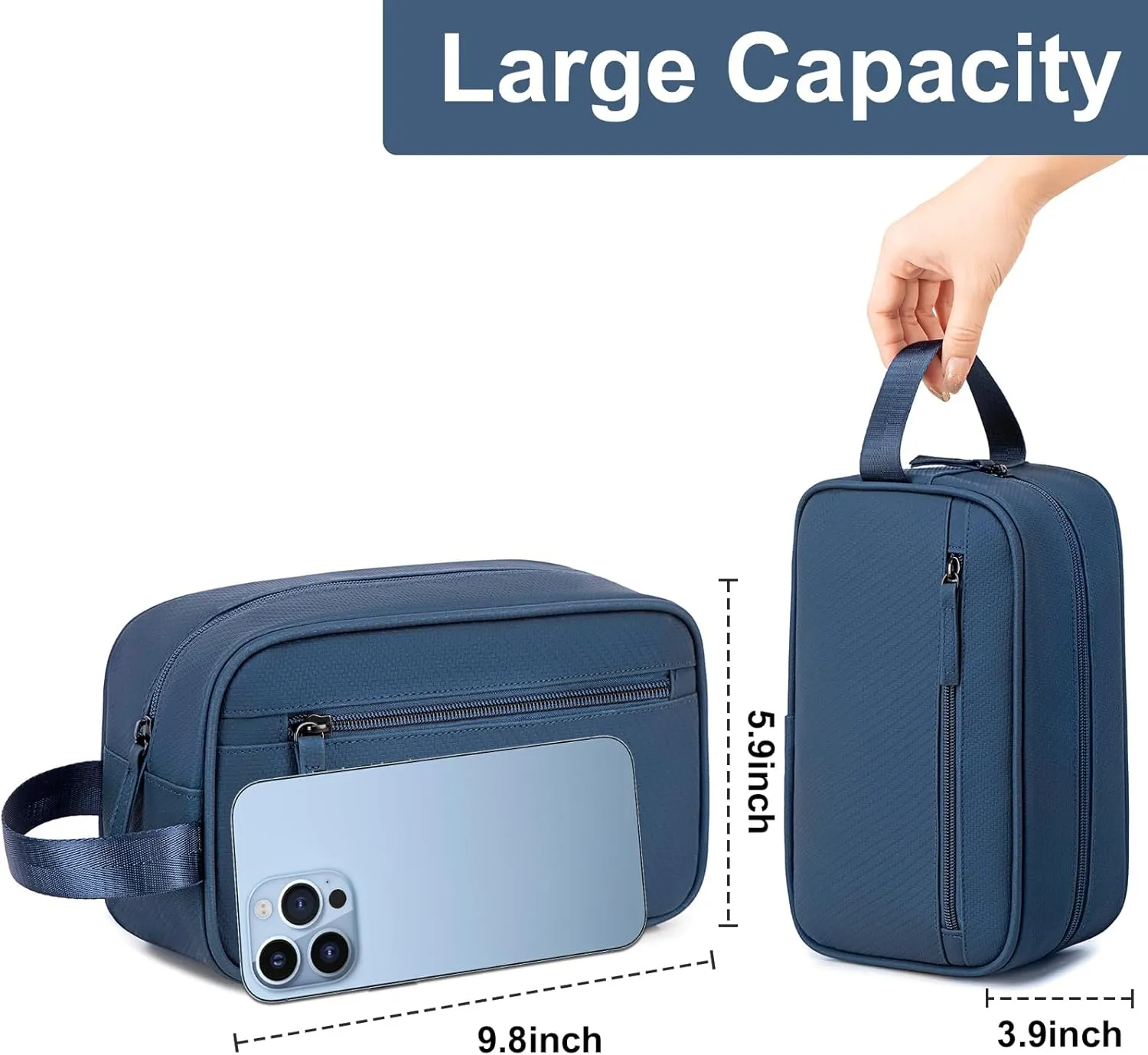 Travel Toiletry Bag for Men, PU Leather Toiletries Dopp Fit, Water Resistant Shaving Bags,Small Bathroom Hygiene Organizer Pouch, Gift For Mens Women Traveling Accessories