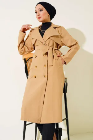 Trench Coat Latte with Piece Detail