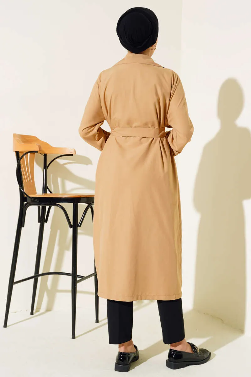 Trench Coat Latte with Piece Detail
