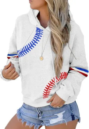 TSMNZMU Womens Baseball Hoodie Softball Sweatshirts Drawstring Long Sleeve Hoodies Oversized Pullover Shirts with Pockets