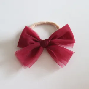 Tulle bow headband - crimson
