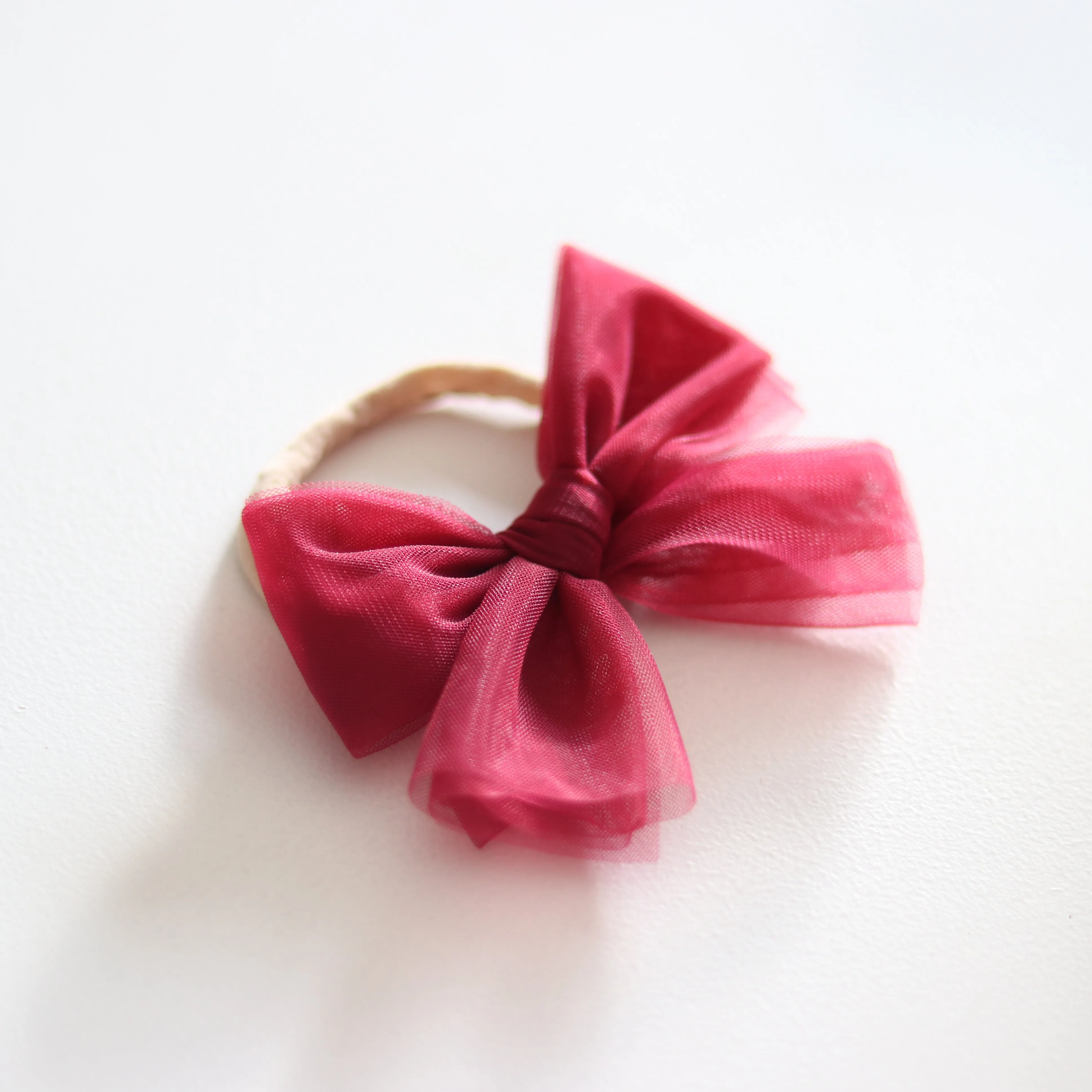 Tulle bow headband - crimson