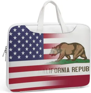 U.S.A California State Flag Leather Bag Laptop Case Slim Water Resistant Computer Bags with Handle Briefcase for Work