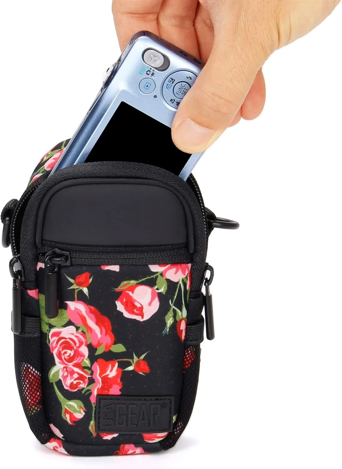 USA Gear Compact Camera Case Point & Shoot Camera Bag with Accessory Pockets, Rain Cover & Shoulder Strap Works W/Sony CyberShot, Canon PowerShot ELPH, Nikon COOLPIX, Olympus & More