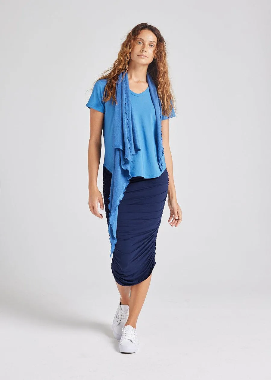Veronica Bamboo V-Neck T-Shirt - Ocean Blue