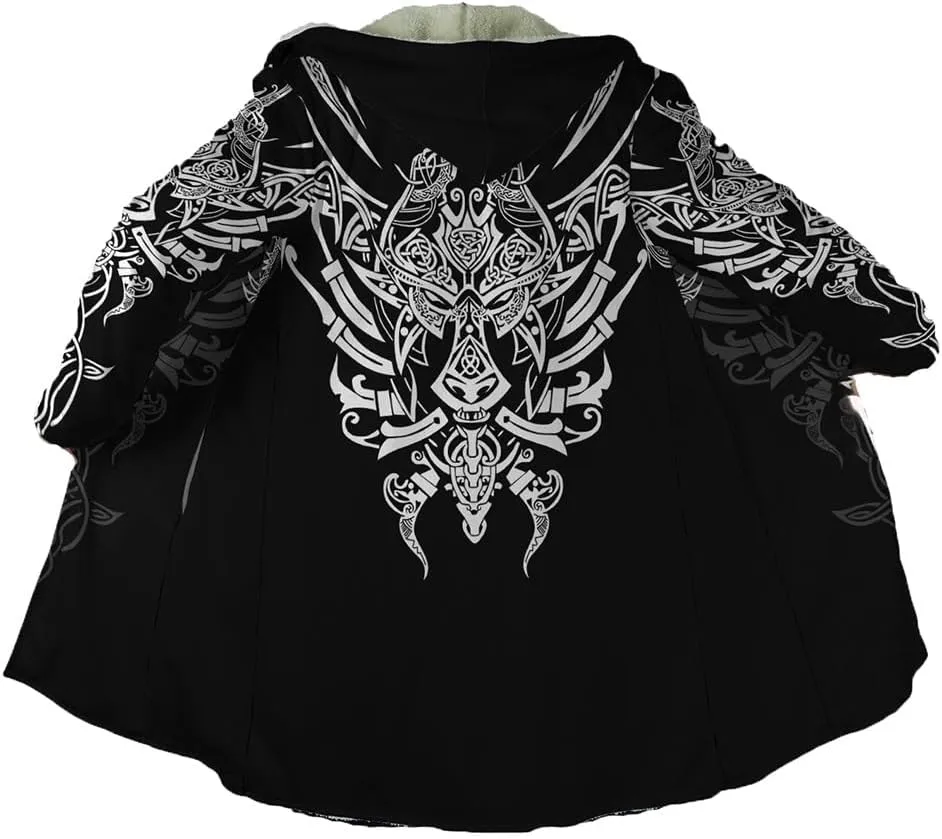Viking Cloak For Men Thick Hooded Jacket Vintage Hooded Cloak For Men Warm Cloak Hoodies Flannel Hooded Jackets