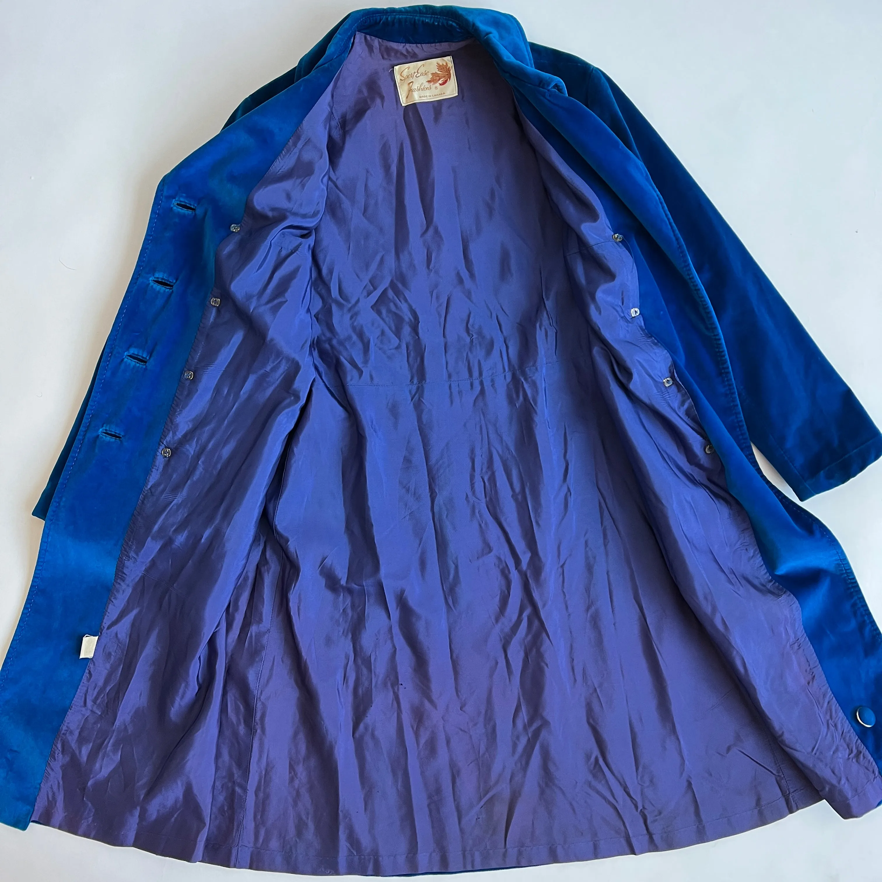 Vintage blue velvet pea coat