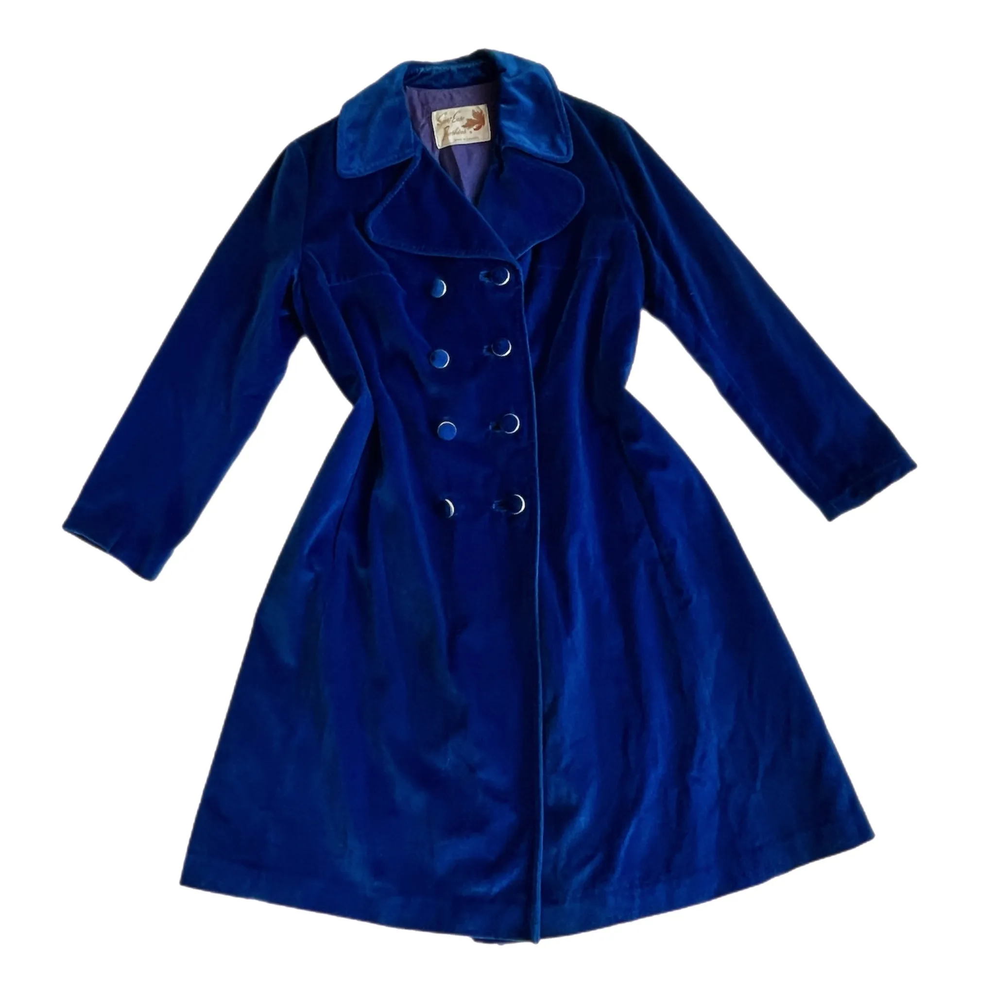 Vintage blue velvet pea coat