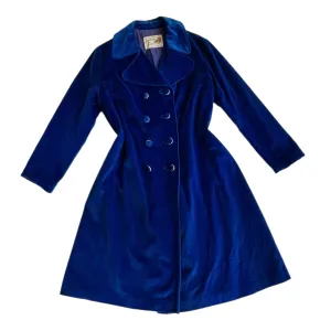 Vintage blue velvet pea coat