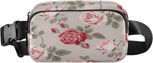 Vintage Roses Fanny Packs for Women Men, Fashion Belt Bag Waterproof Waist Pack Crossbody Bags with Adjustable Strap for Workout Running Hiking