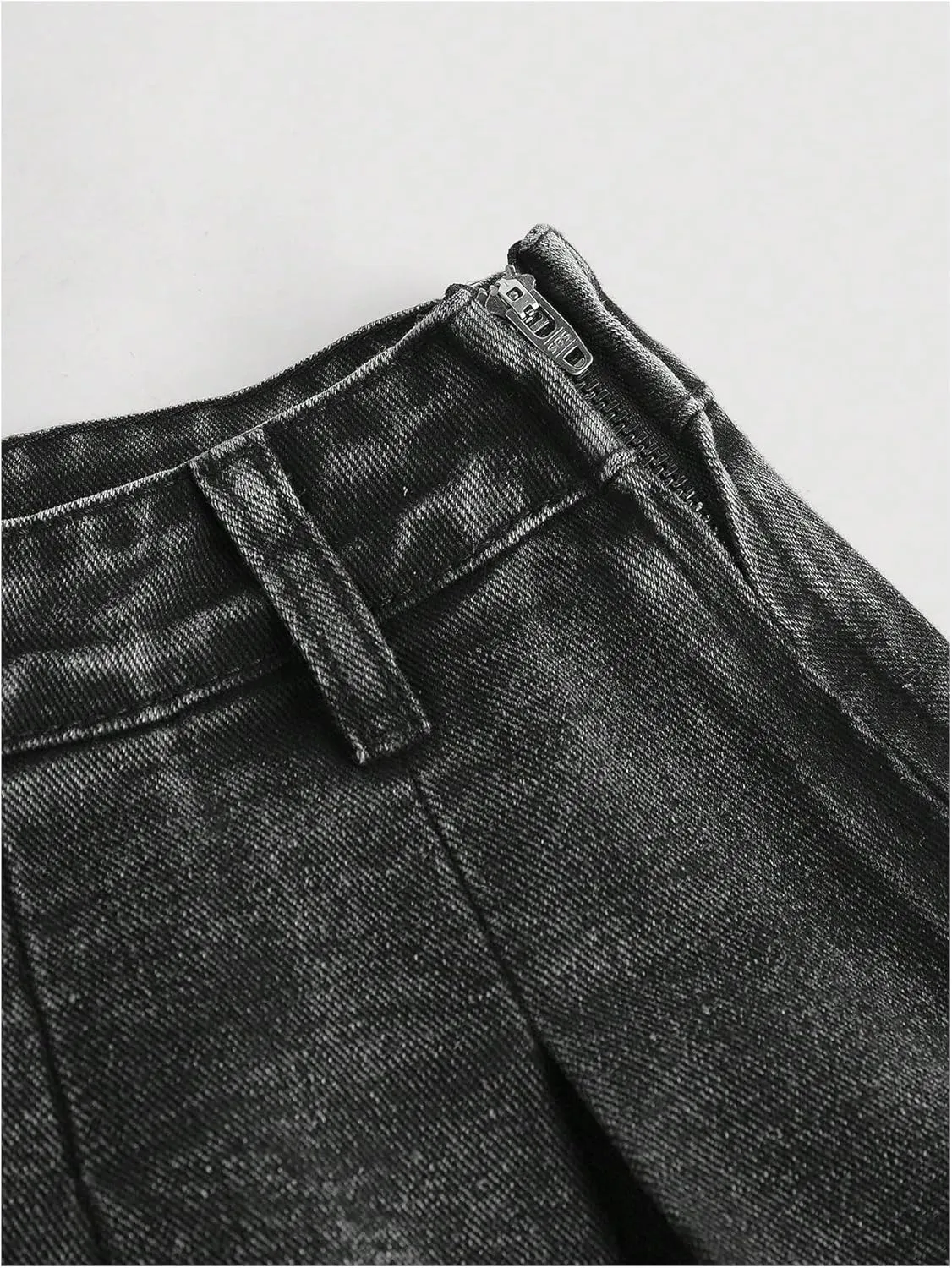 WDIRARA Girl's Casual High Waisted Pleated Denim Skirt Raw Hem A Line Mini Skirts