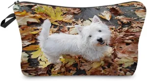 West Highland White Terrier Makeup Bag Cute Small Organizer Bag Travel Toiletry Zipper Pouch Puppy Cosmetic Bag Birthday Present for Dog Lovers Dog Mom Women
