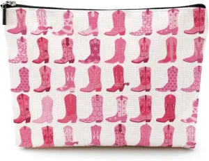 Western Gifts for Women Cowgirl Gifts Cowgirl Makeup Bag Pink Cowboy Boots Gifts Country Girl Gifts Country Music Gifts Western Cosmetic Bag Birthday Christmas Friend Gifts