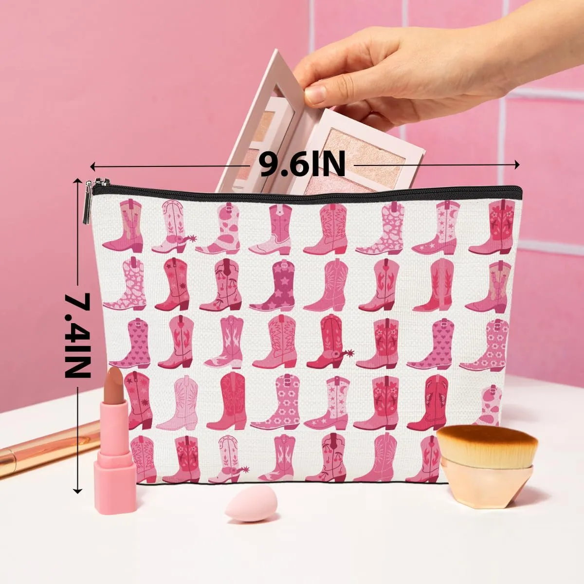 Western Gifts for Women Cowgirl Gifts Cowgirl Makeup Bag Pink Cowboy Boots Gifts Country Girl Gifts Country Music Gifts Western Cosmetic Bag Birthday Christmas Friend Gifts