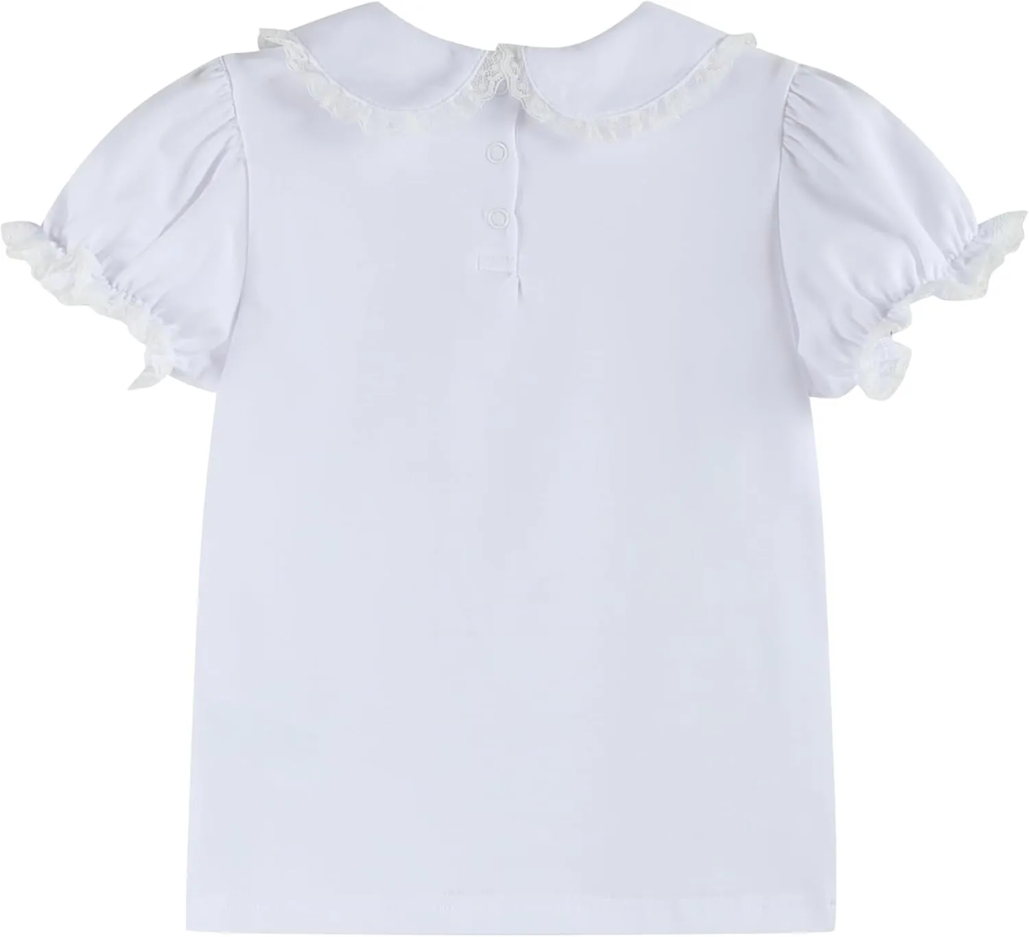 White Lace Collared Girls Short Bubble Sleeve Top