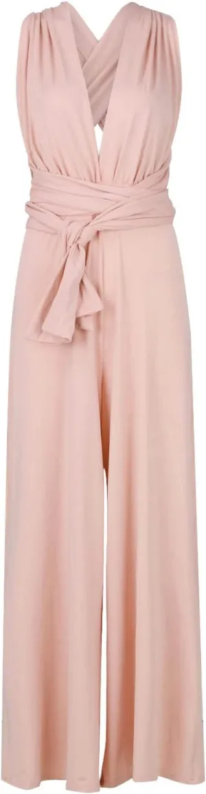Wide Leg Jumpsuits For Women Loose Fit Formal Jumpers Dressy Long V Neck Sleeveless Rompers Backless Belted Overalls