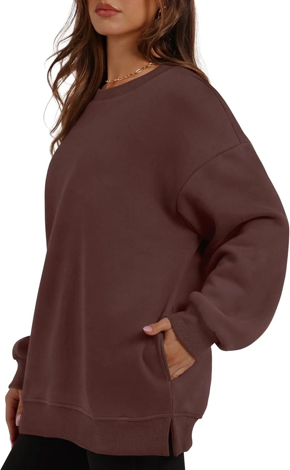 WIHOLL Womens Oversized Sweatshirts Crewneck Long Sleeve Tops Fleece Pullover Fall Fashion Clothes with Pocket