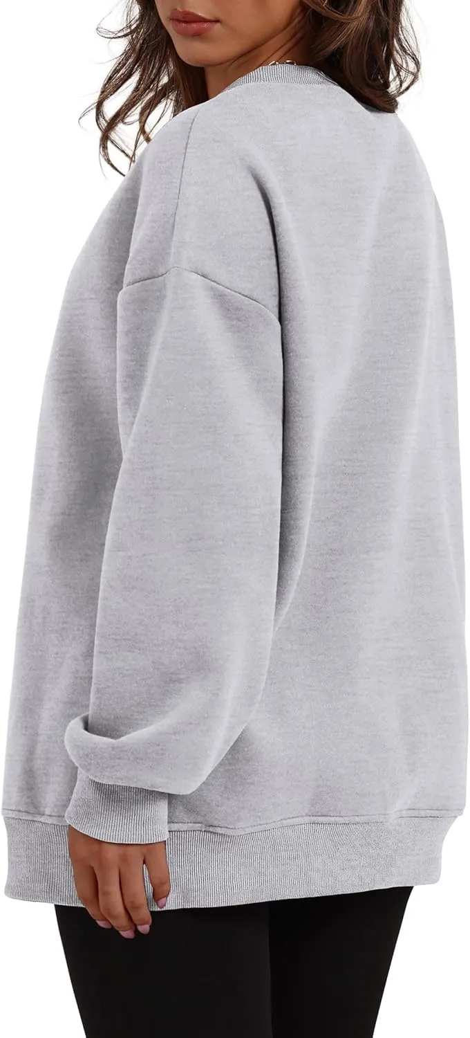 WIHOLL Womens Oversized Sweatshirts Crewneck Long Sleeve Tops Fleece Pullover Fall Fashion Clothes with Pocket