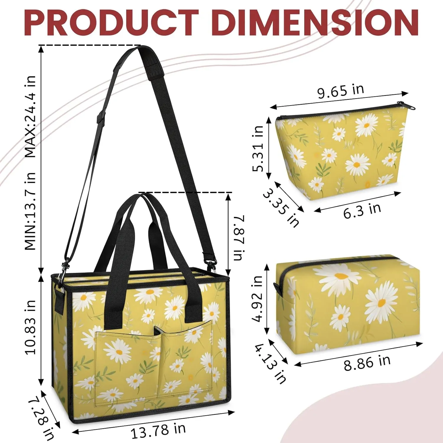 Women Fashion Tote Bag Wallet Shoulder Bags Set 3PCS Top Handle Satchel Purse Large Zippered Handbag Daily Use