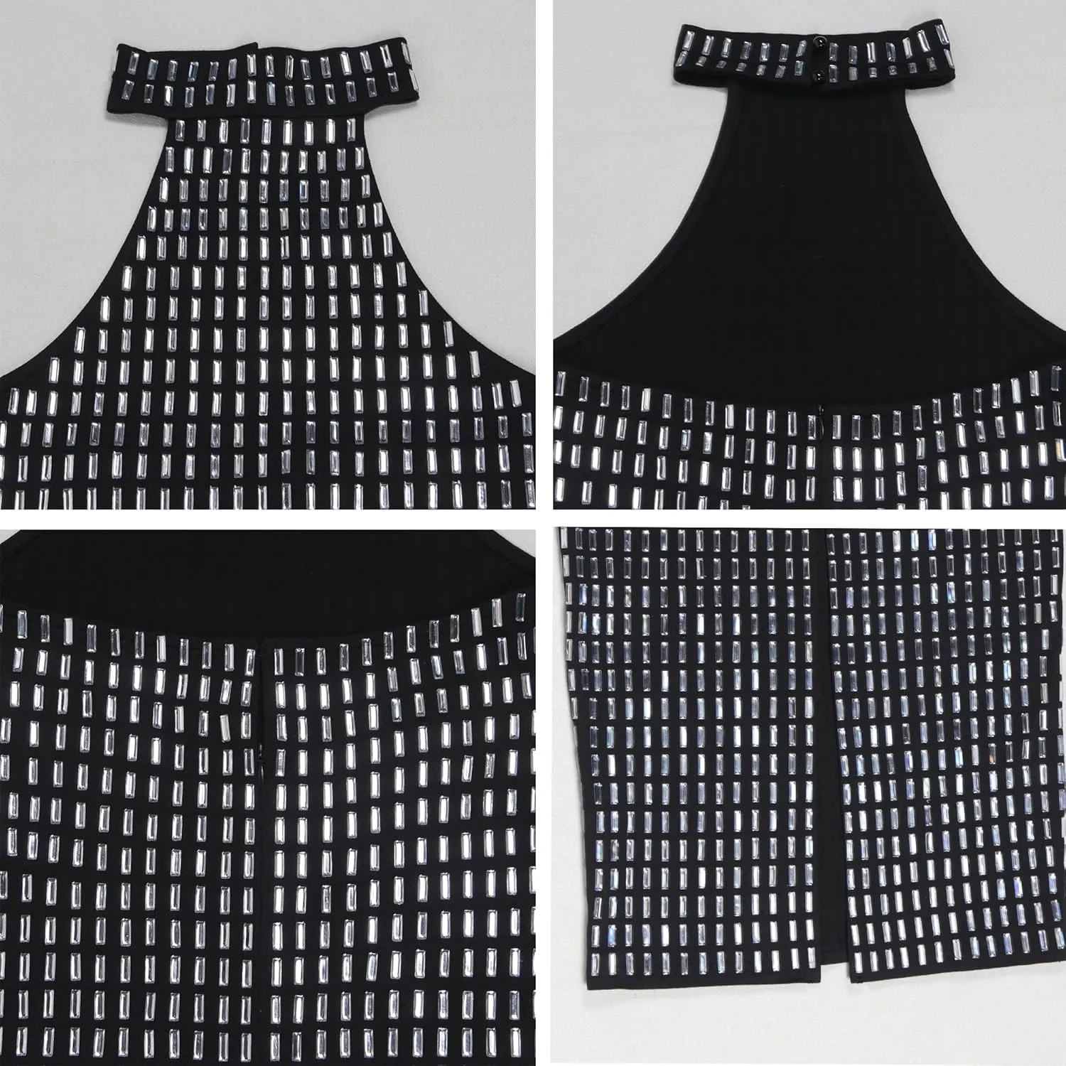 Women Sexy Elegant Rhinestone Mesh See Through Party Club Night Split Bodycon Formal Maxi Dress