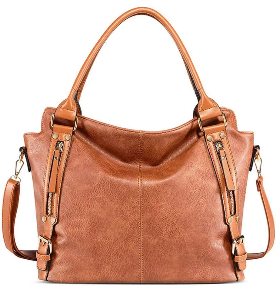 Women Top Handle Satchel PU Leather Handbag And Purse Messenger Shoulder Big Tote