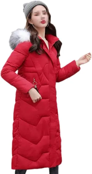 Women Winter Jacket Parkas Long Coat Fur Collar Hooded Overcoat Female Warm Padded Cotton Parka Outwear Plus Size