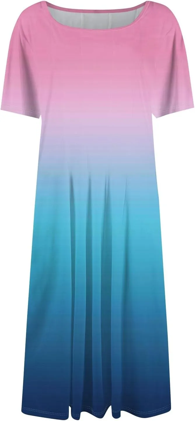 Womens Dresses Dresses for Women Casual Summer A Line Midi Dresses for Women Short Sleeve Loose Fit