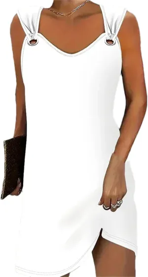 Women's Fashion Casual Solid Color Suspender Dress Sleeveless Summer Camisole Skirt