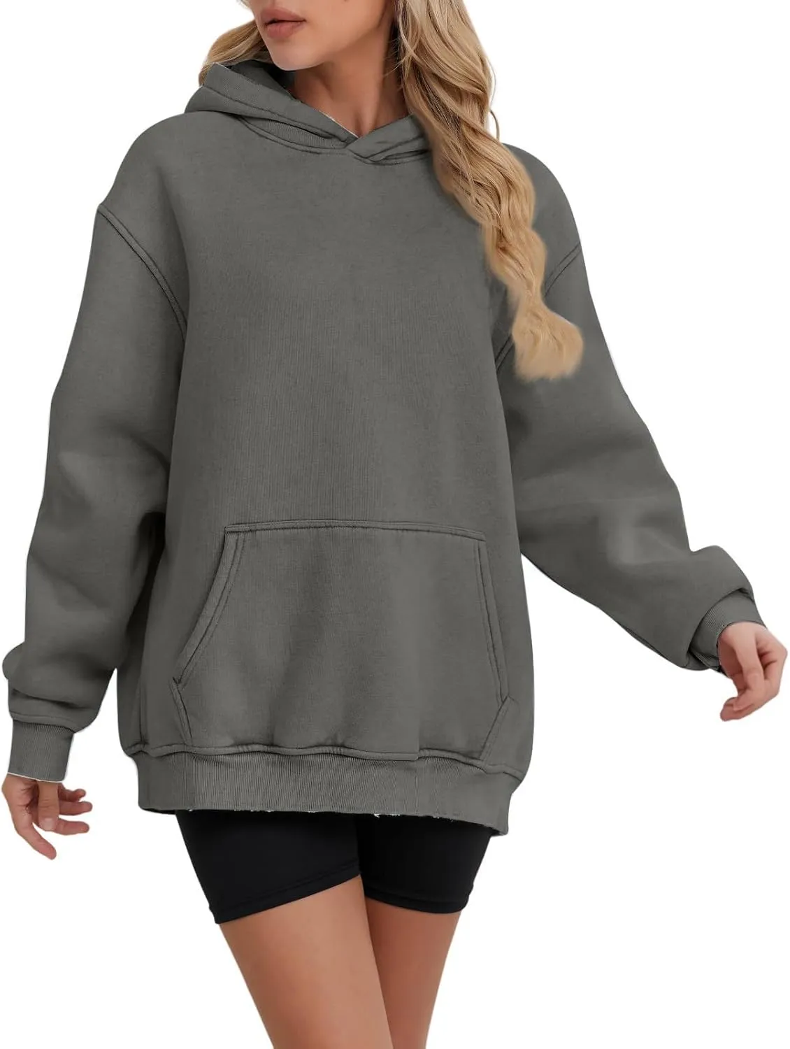 Womens Oversized Hooded Sweatshirt Fleece Long Sleeve Hoodies Comfy Pullover Top Fall Outfits Teen Preppy Clothes