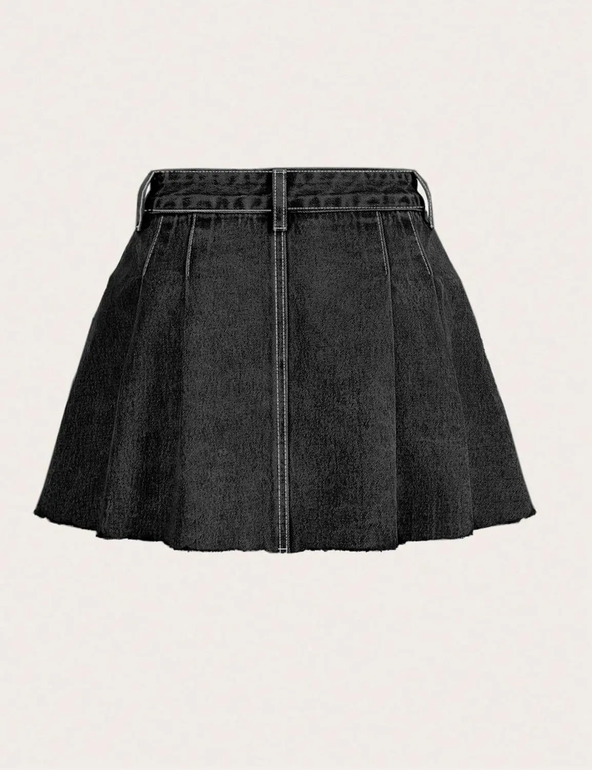Womens Pleated Denim Skirts High Waisted A Line Mini Denim Jean Skirt